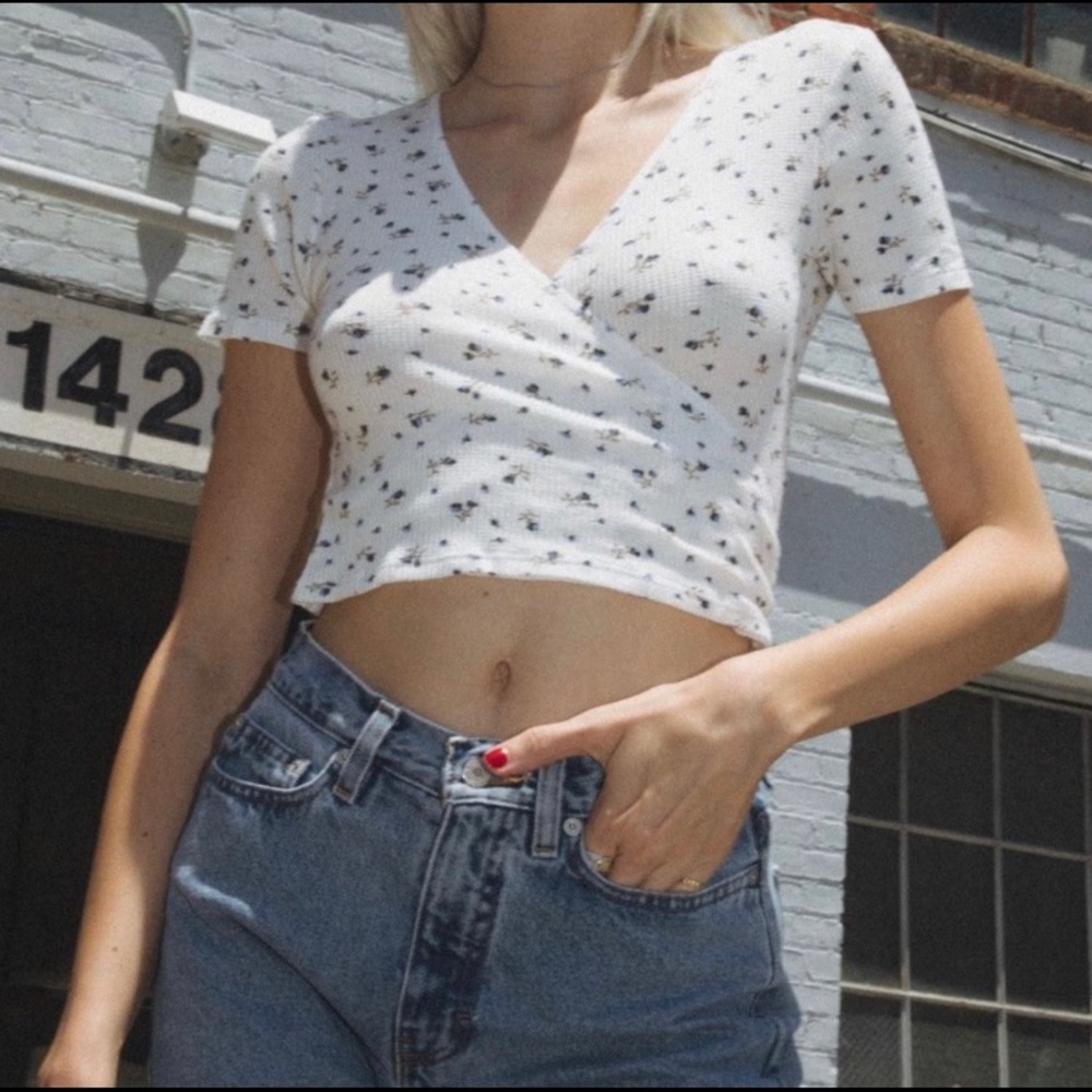Brandy Melville White Wrap Top